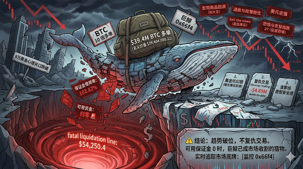 Whale Watch: The $39M Edge of the Cliff — Deconstructing 0x66f4’s Fatal BTC Long