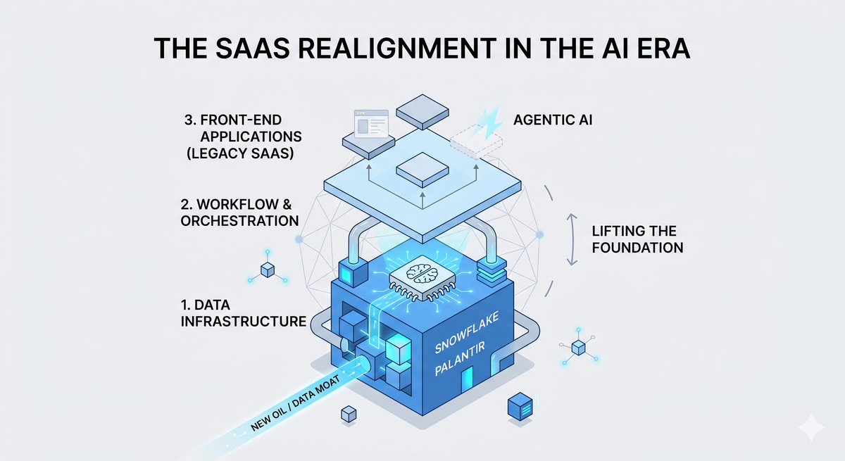 SaaS 的“审判日”：Snowflake、Palantir 与 AI 时代关键的软件三层架构重组