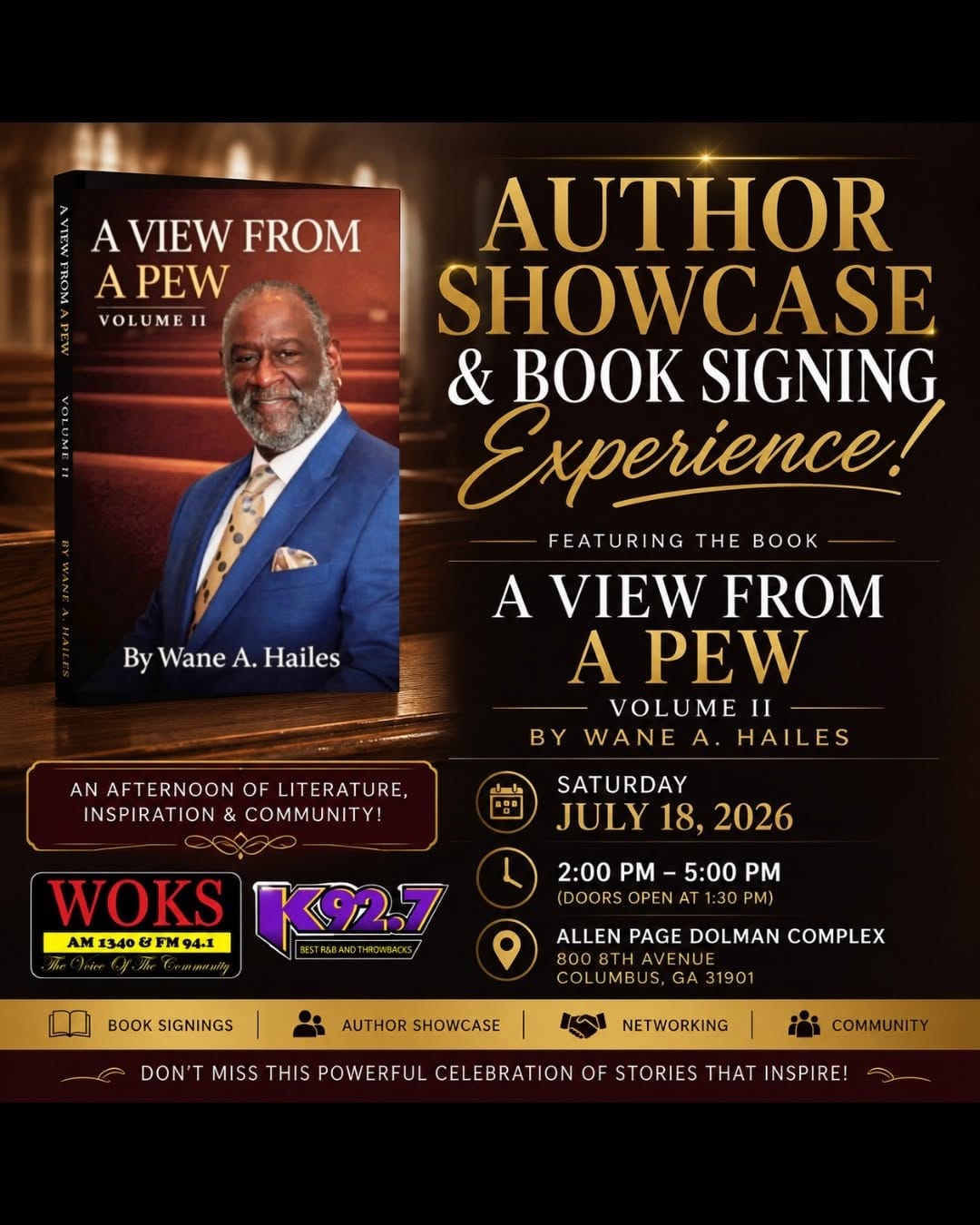 Wane Hailes to Host Book Signing for New Inspirational Release, A View From A Pew: Volume II
