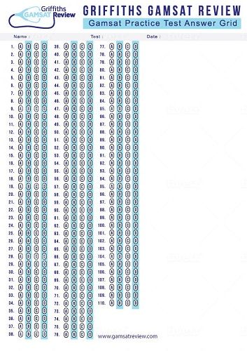 GAMSAT Answer Sheet