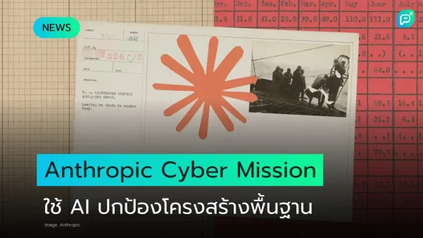 โลโก้ Anthropic บนเอกสารเก่า สื่อถึงโครงการ Cyber Mission ที่ใช้ AI ปกป้องโครงสร้างพื้นฐานสำคัญ