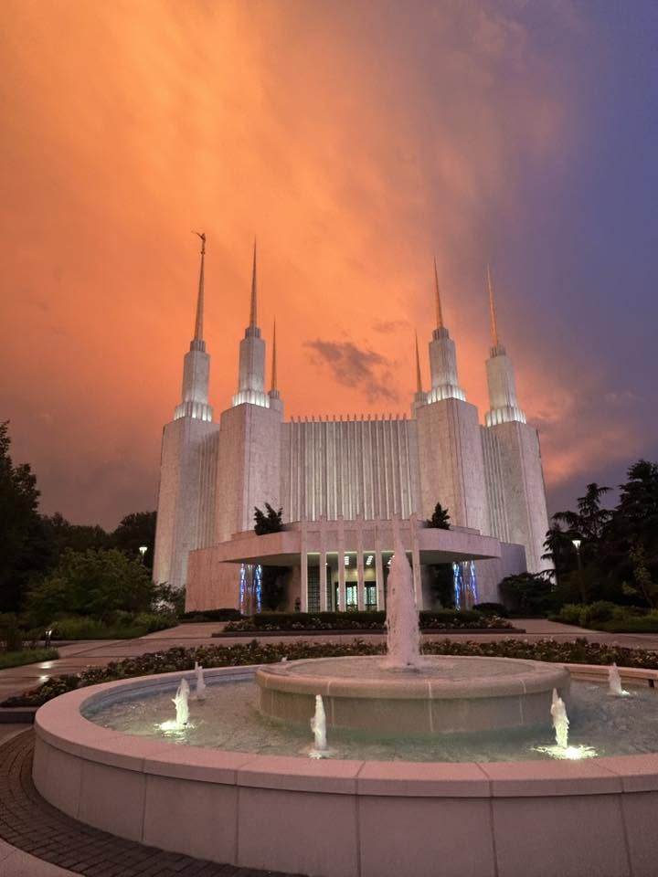 Sunset at the Washington D.C. Temple in Kensigton, Maryland Friday.