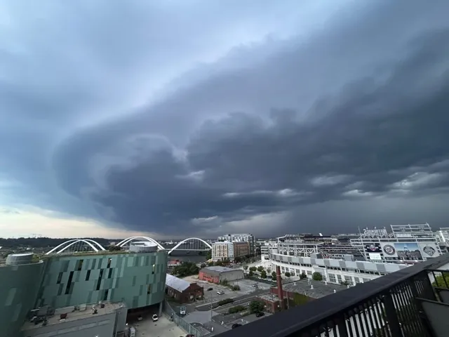 Shelf cloud approaches Navy Yard Thursday evening.