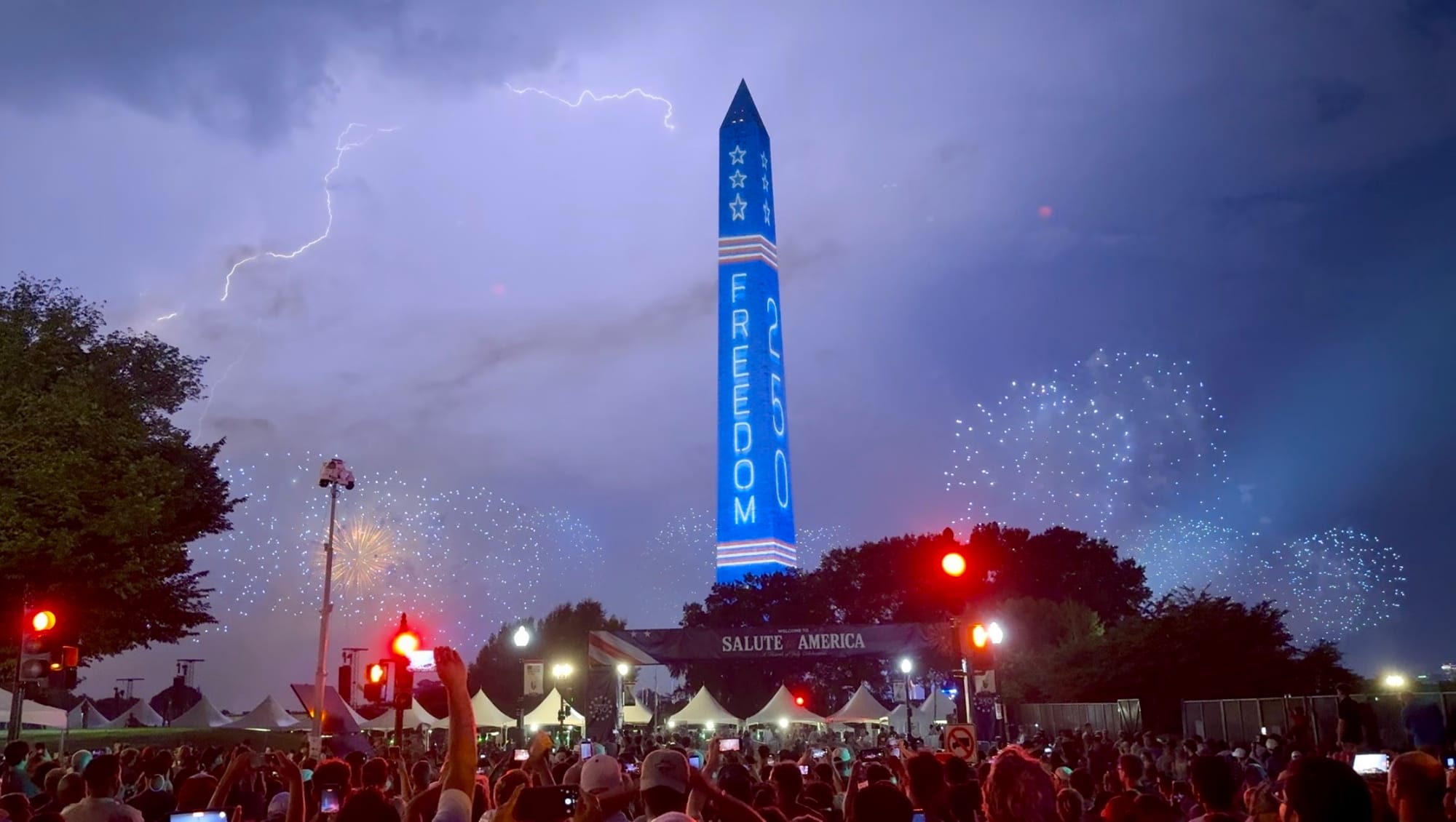 Photo of lightning striking amid the July 4 fireworks.