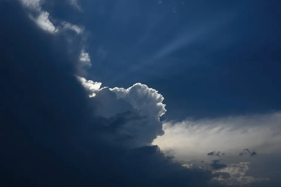 Photo of backlit clouds as a thunderstorm approaches Monrovia, Maryland on Saturday.