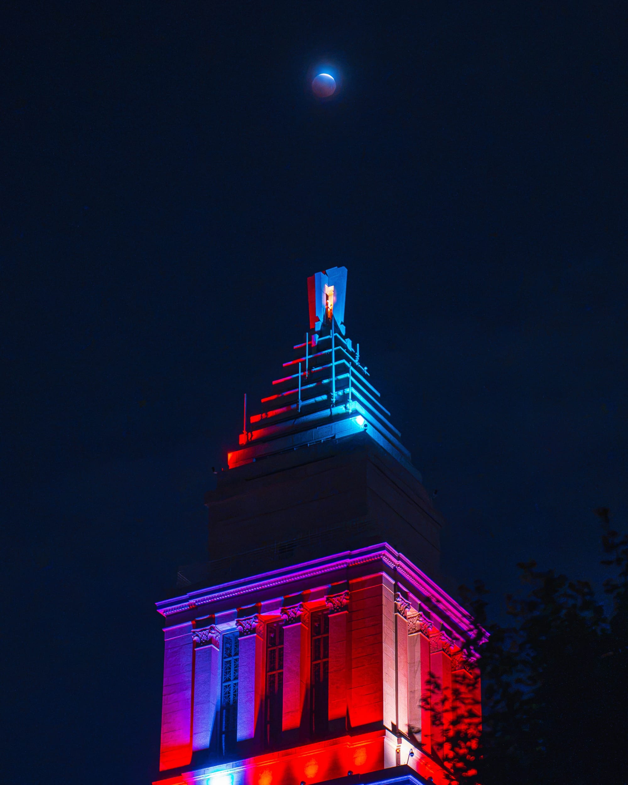 Lunar eclipse seen from George Washington Masonic National Memorial Thursday night. 