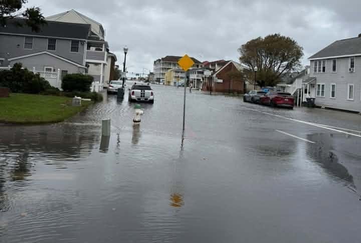 Coastal flooding in Ocean City, Maryland, Saturday morning.