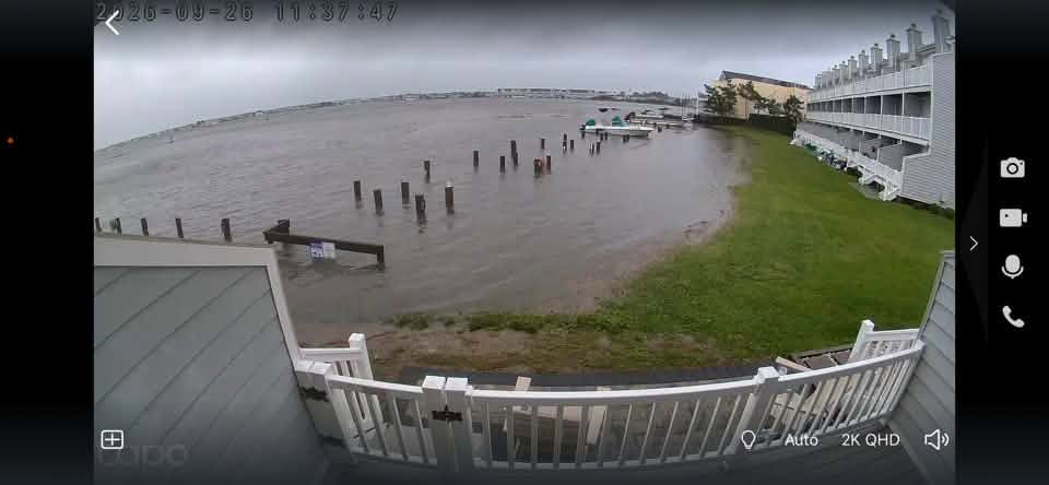 Flooding along Little Assawoman Bay in Fenwick, Delaware, Saturday morning. 