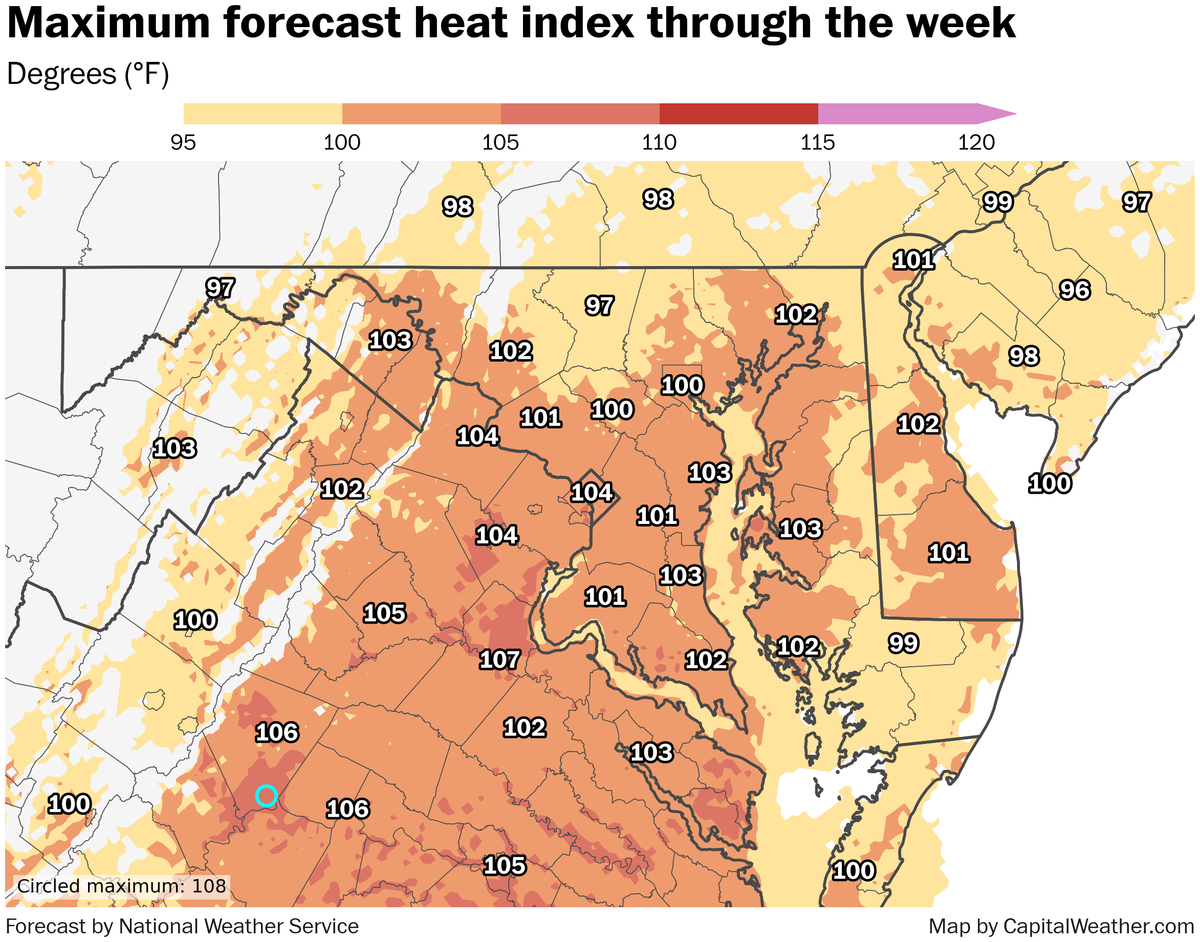 DC could flirt with 100 Tuesday and Wednesday