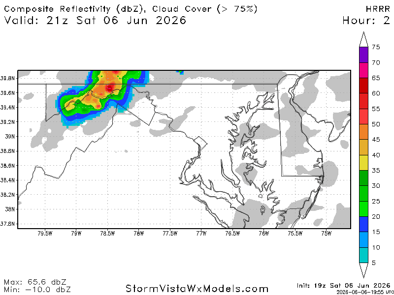 An animation of rain and clouds through 11 p.m. tonight throughout the region