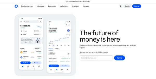 This is Coinbase's landing page. 