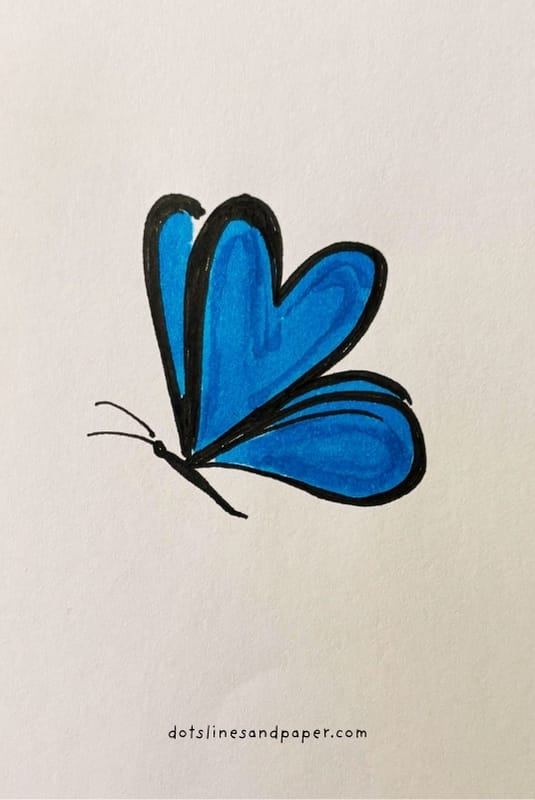 Easy and Cute Heart shaped Butterfly Drawing Idea