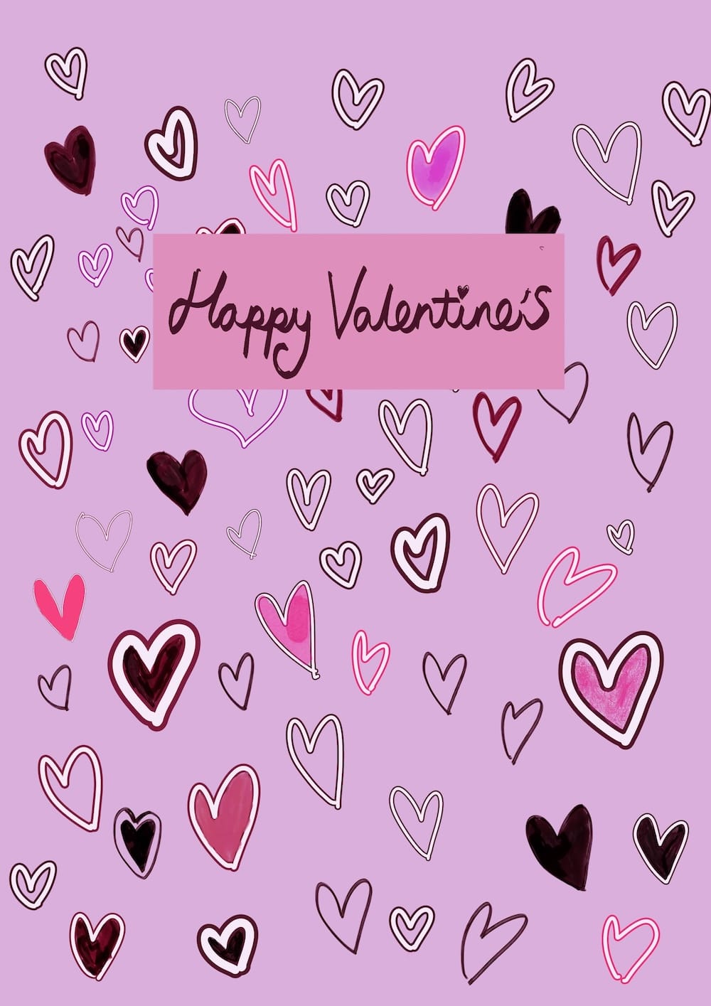 Easy and cute valentine's day card idea of a load of little sketches of hearts