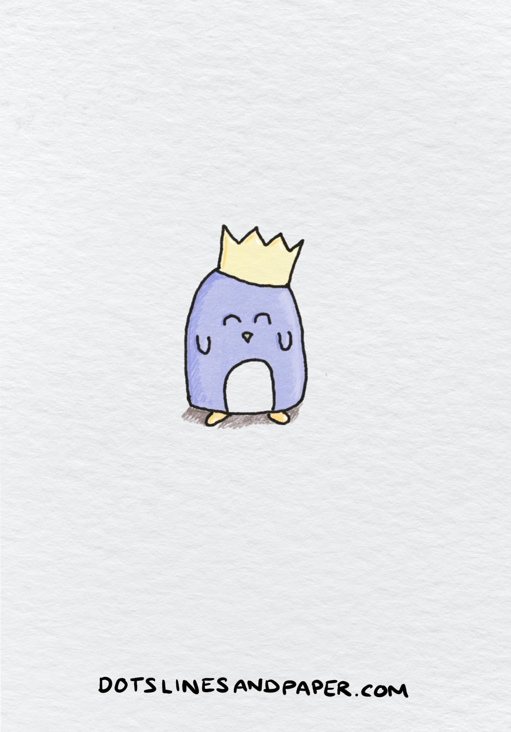 Doodle from the post Cute things to draw - of a cute penguin wearing a crown