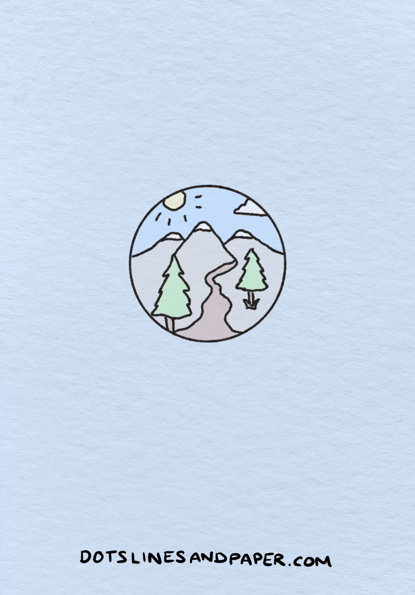 Doodle from the post Cute things to draw - of a little mountain scene
