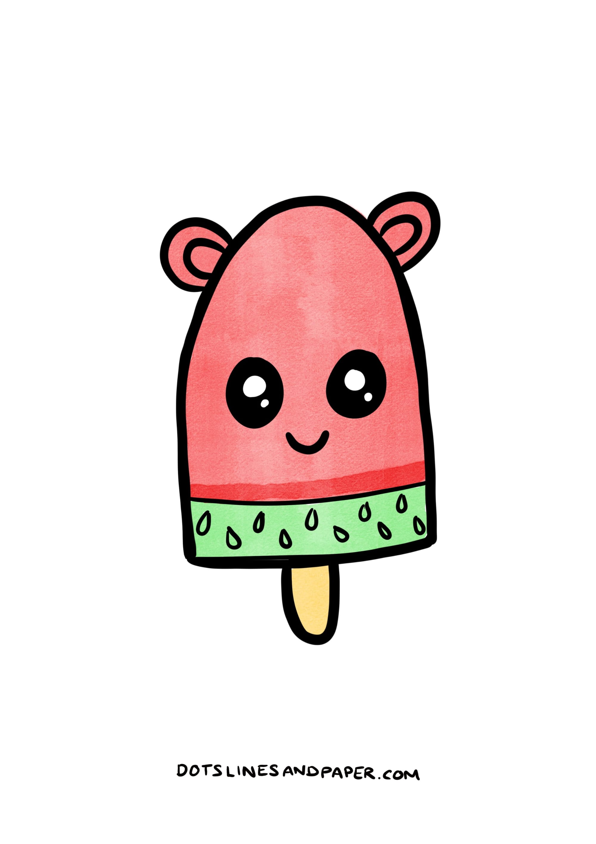 Doodle from the post Cute things to draw - of a Cute Kawaii Watermelon Lollipop
