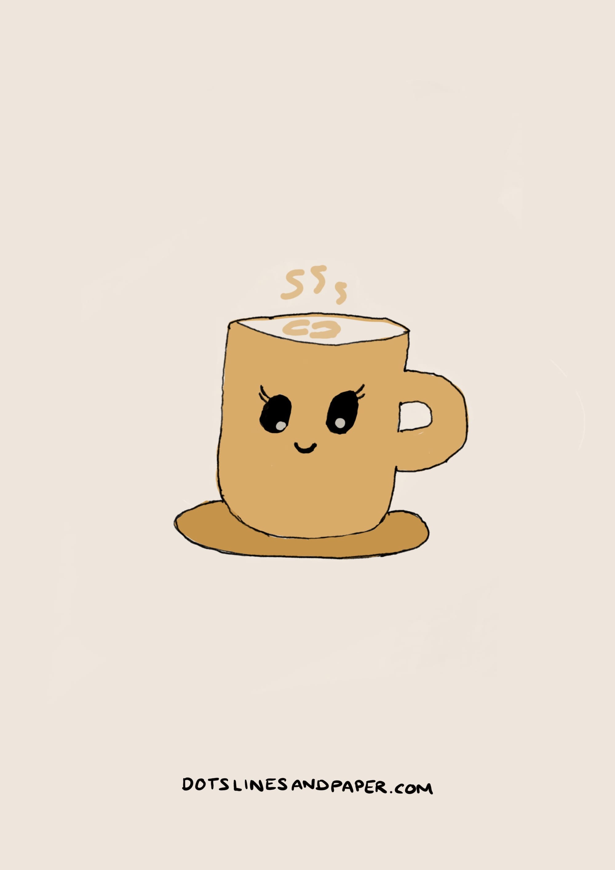Doodle from the post Cute things to draw - of a cute little kawaii cup of coffee