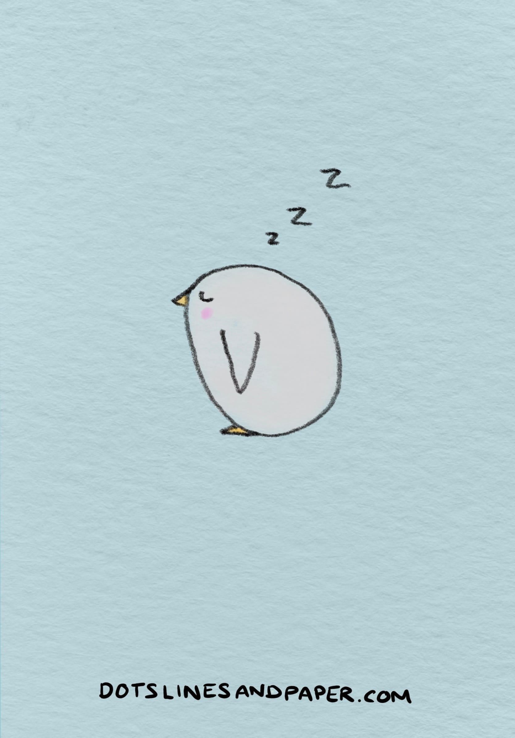 Doodle from the post Cute things to draw - of a cute sleeping penguin