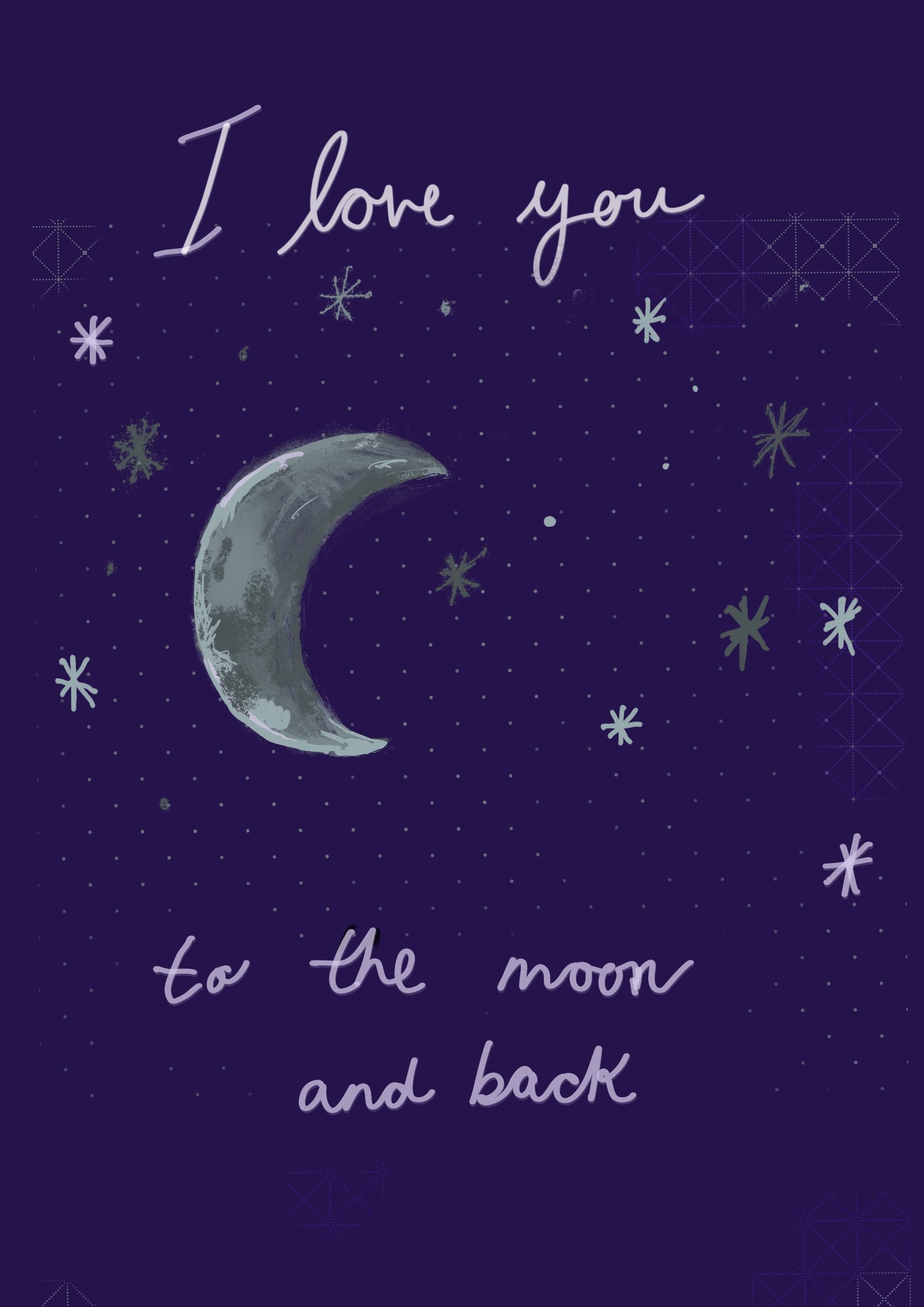 Easy & Cute Mother's Day Card Idea of the moon and stars saying "I live you to the moon and back"