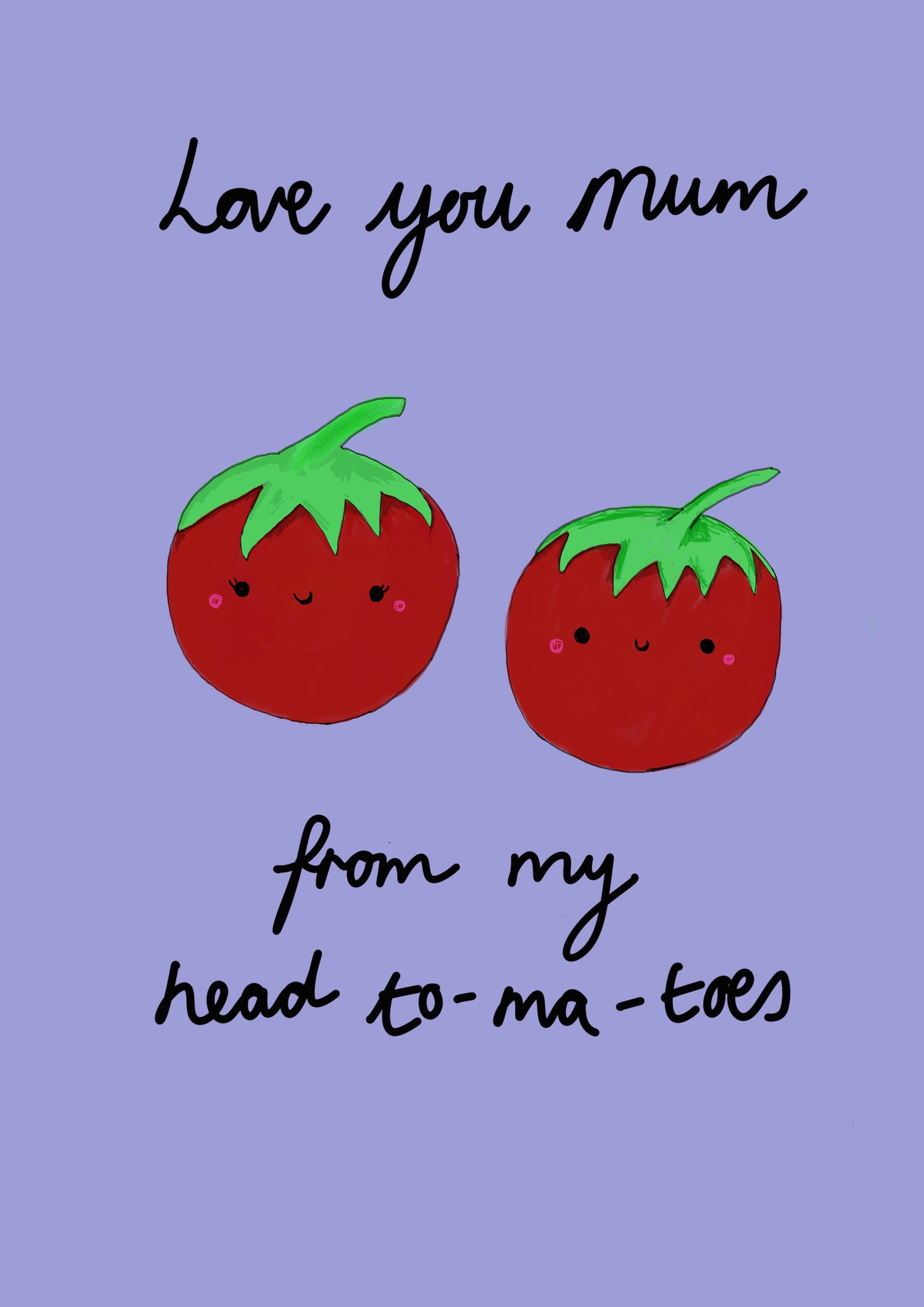 Easy & Cute Mother's Day Card Idea of two kawaii tomatoes
