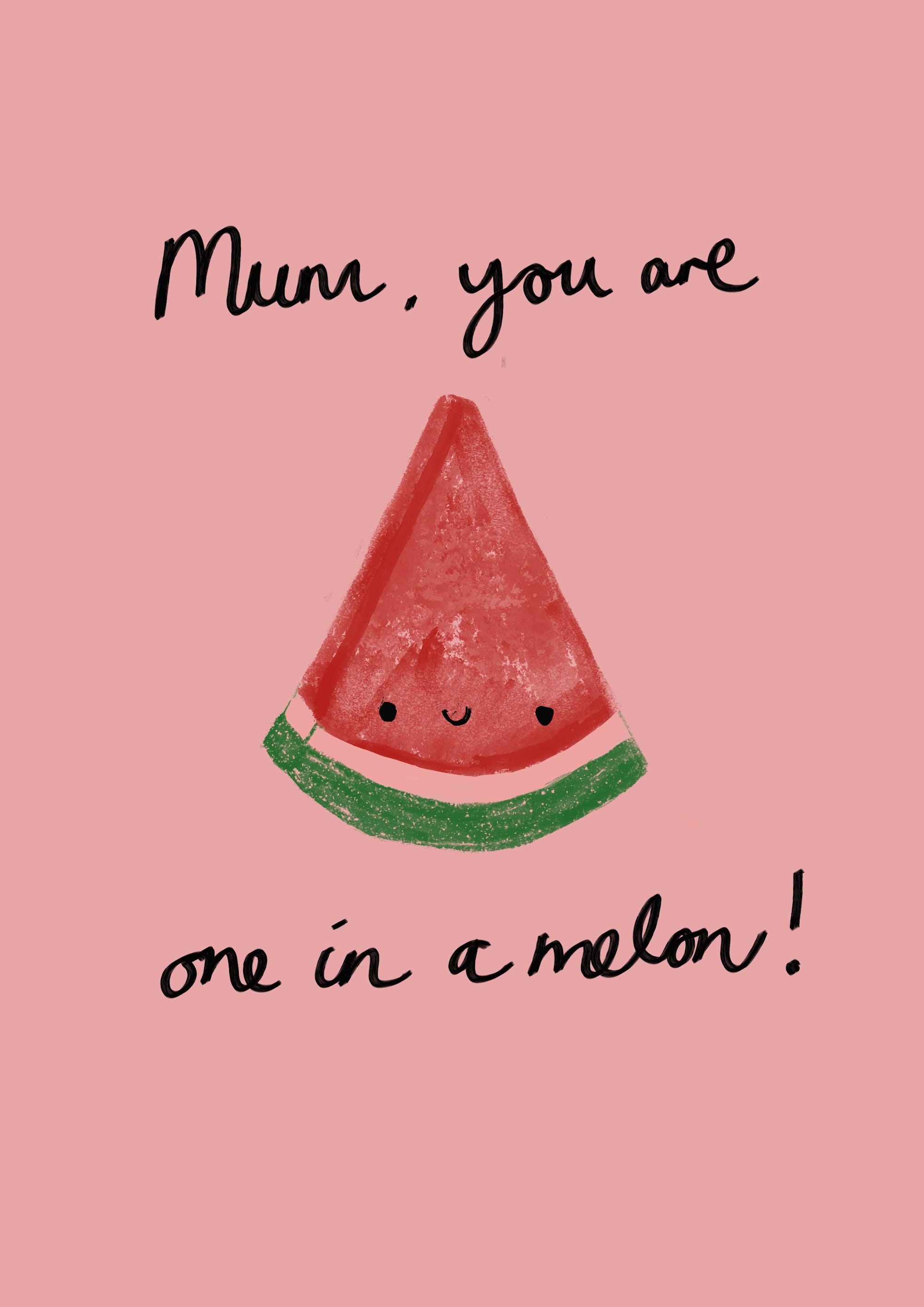 Easy & Cute Mother's Day Card Idea of a kawaii watermelon slice