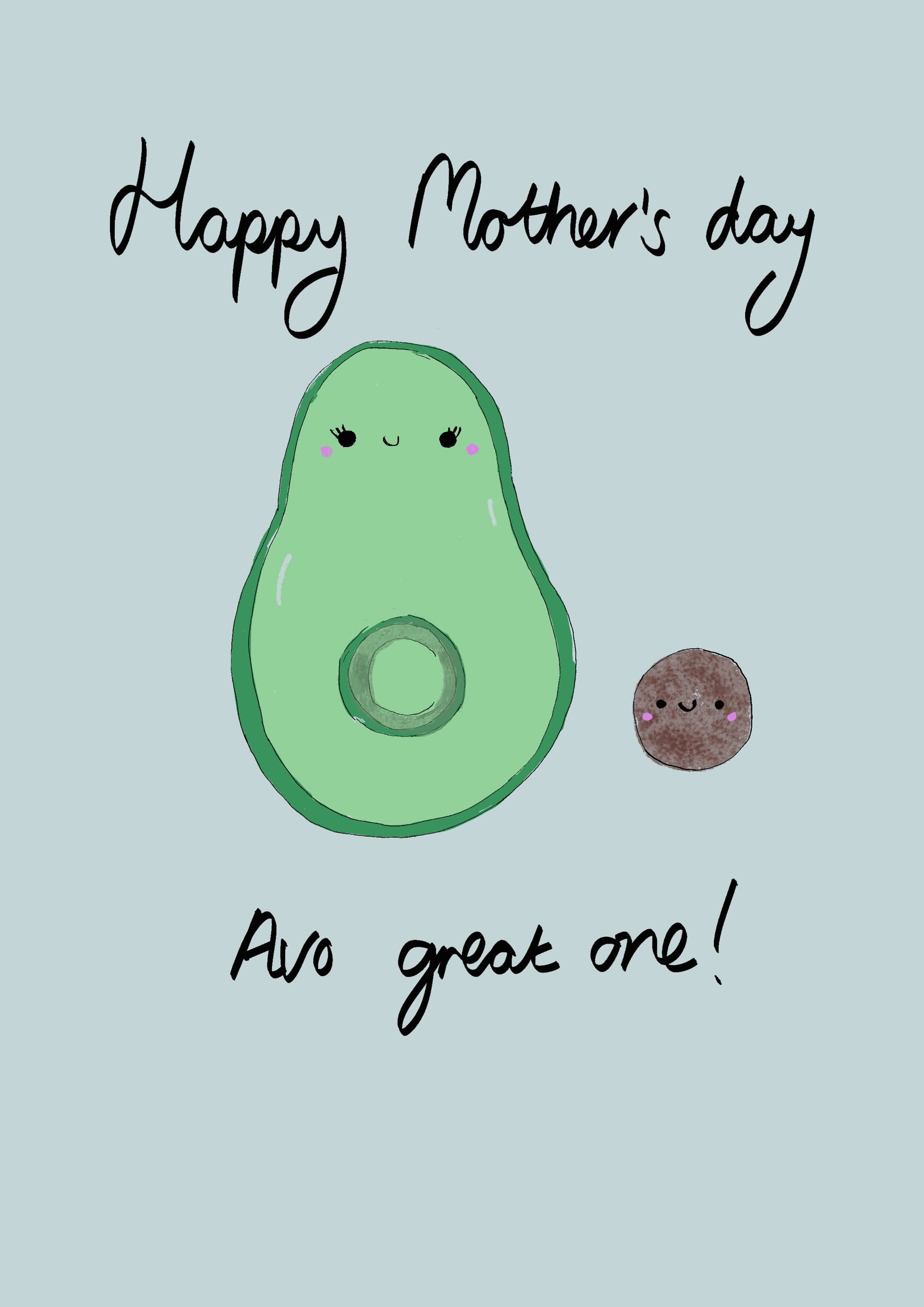 Easy & Cute Mother's Day Card Idea of a Kawaii Avocado and it's stone