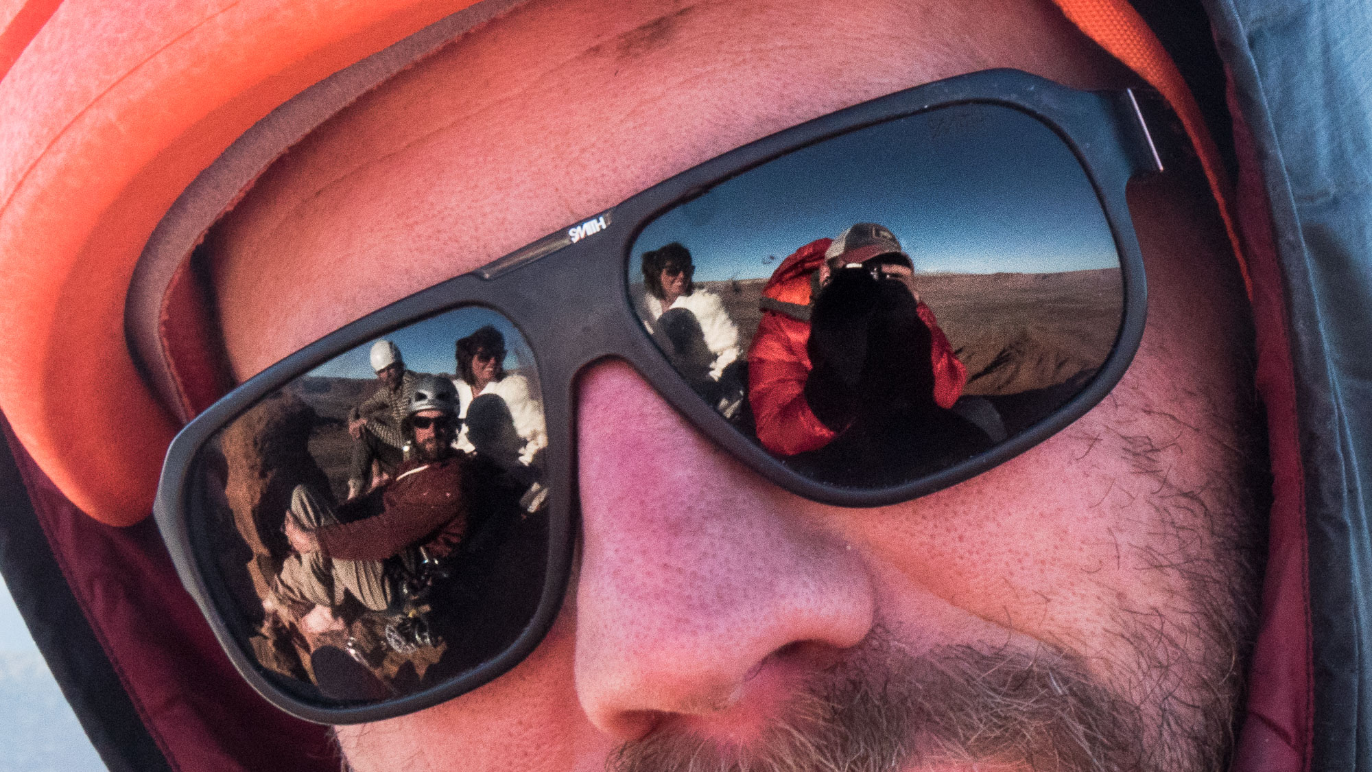 Nate's reflective glasses