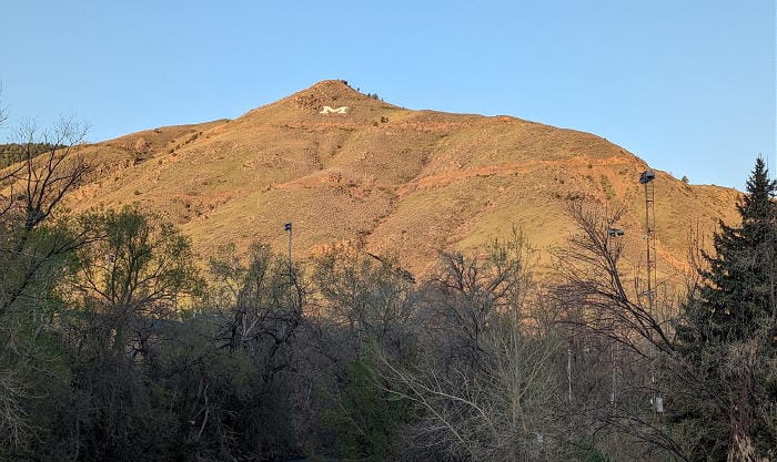 Mount Zion in early morning. The trees along Clear Creek were leafing out.