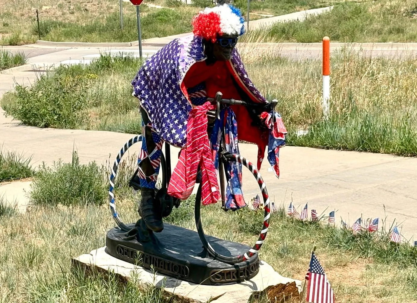 Cyclist Celebrating the 4th