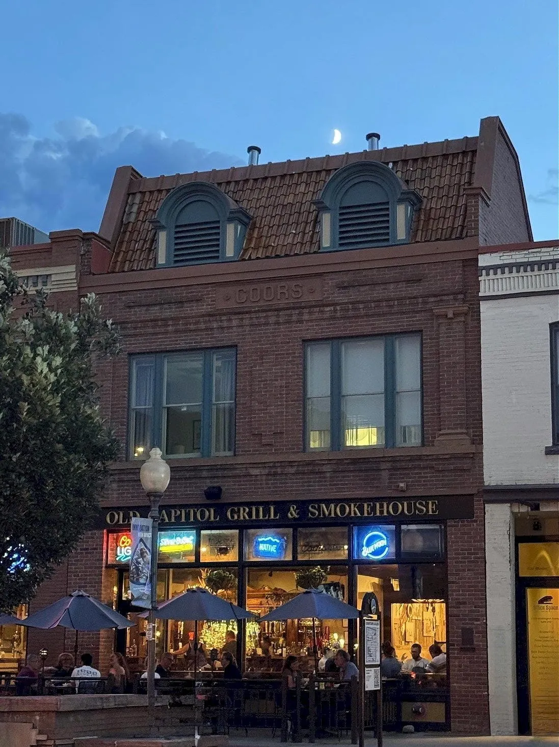 Crescent Moon Over the Old Capitol Grill
