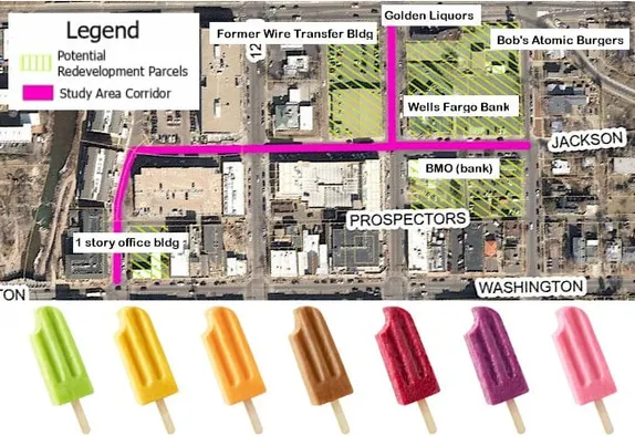 map showing jackson st from 11th to 14th plus 13th from Ford to Jackson and 11th from Jackson to Washington