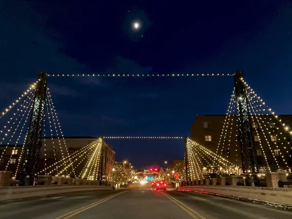 Puzzle: Bridge Lights and a Full Moon
