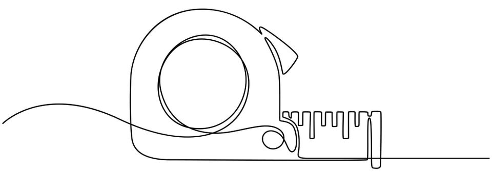 a continuous line drawing of a measuring tape