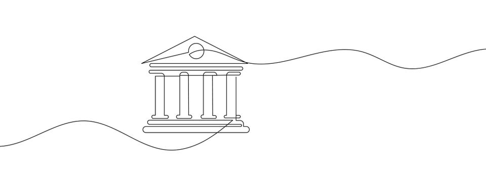 line drawing of a classical court building with columns