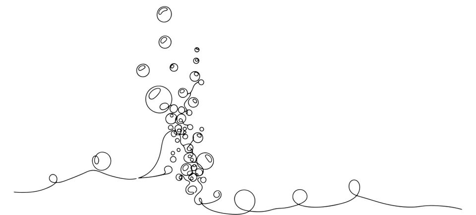 A line drawing of bubbles rising up and separating from each other