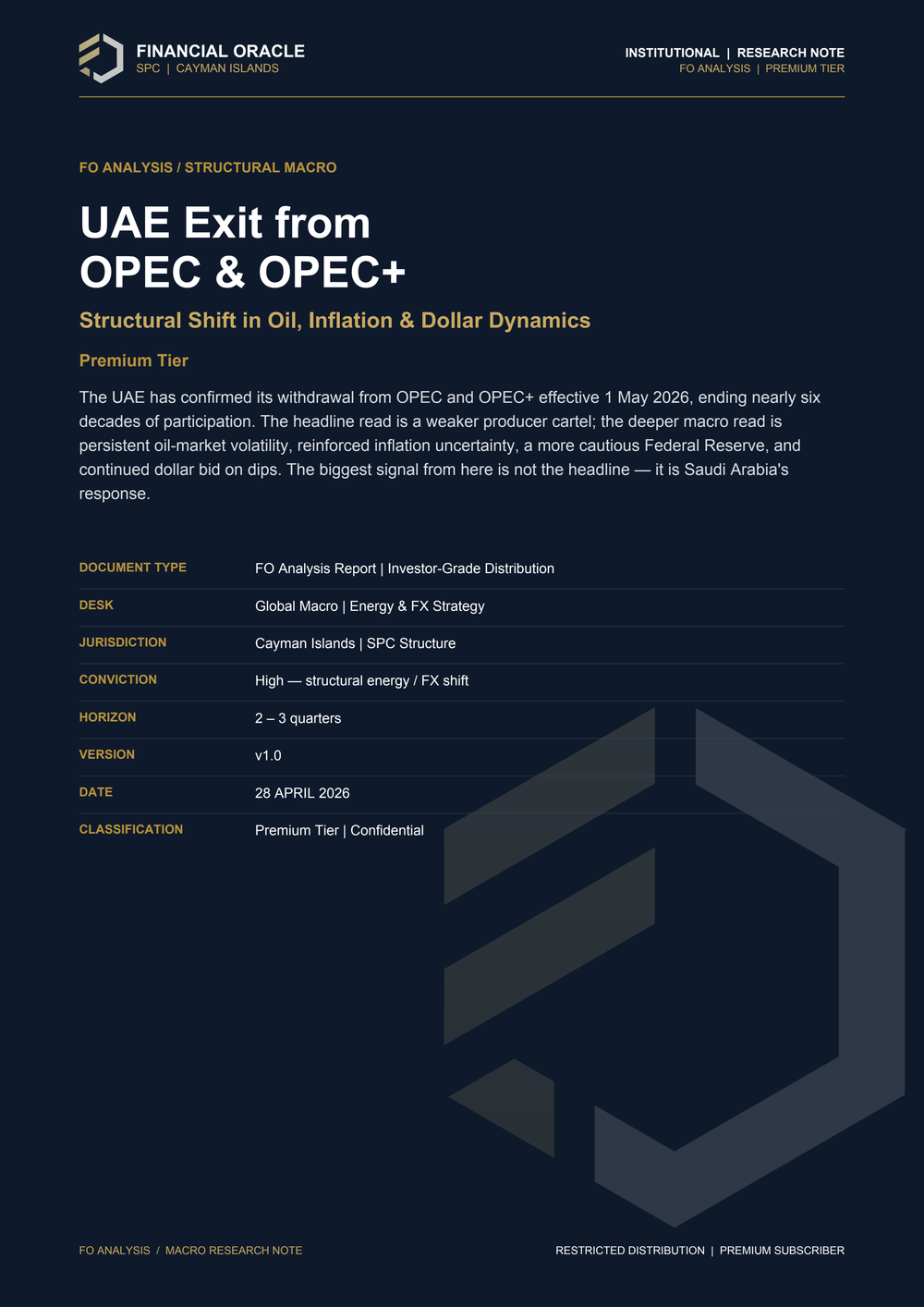 UAE Exit from OPEC & OPEC+ — cover