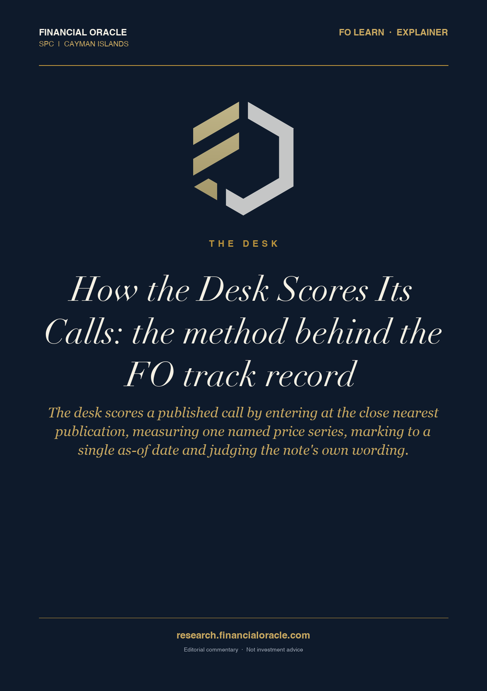 How the Desk Scores Its Calls: the method behind the FO call record: cover