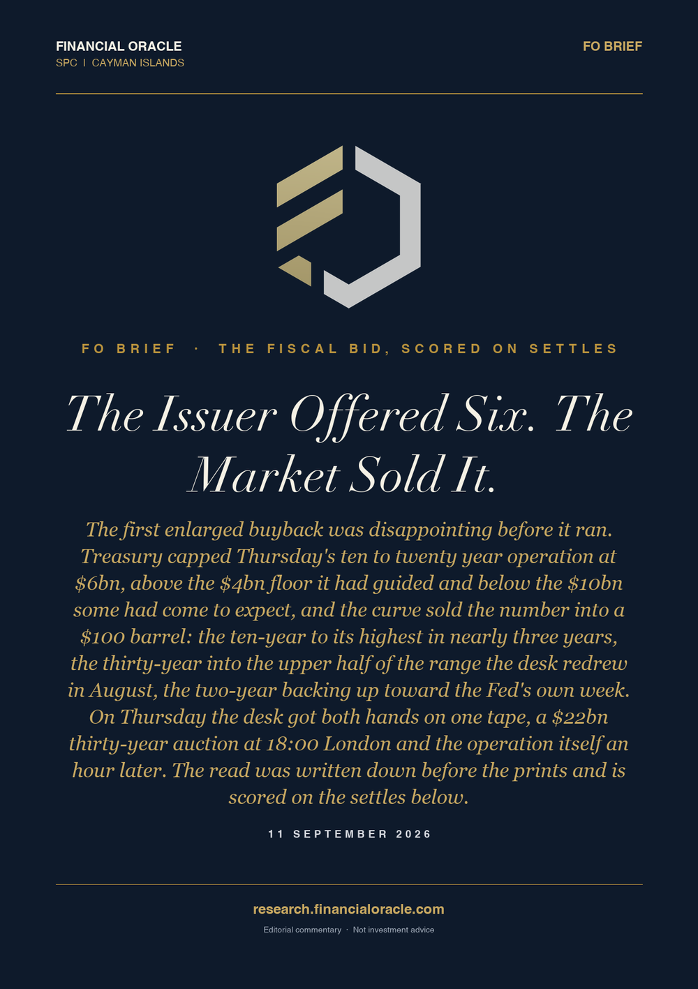 The Issuer Offered Six. The Market Sold It.: cover