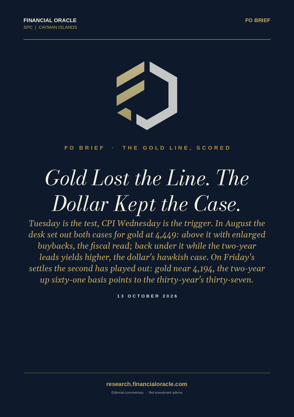 Gold Lost the Line. The Dollar Kept the Case.: FO Research cover