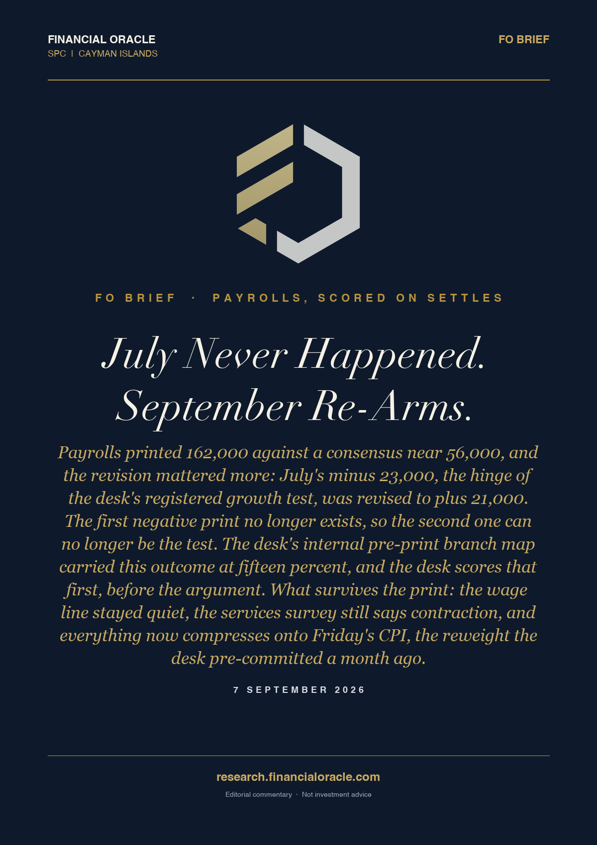 July Never Happened. September Re-Arms.