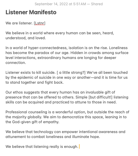 Listener Manifesto [2022]