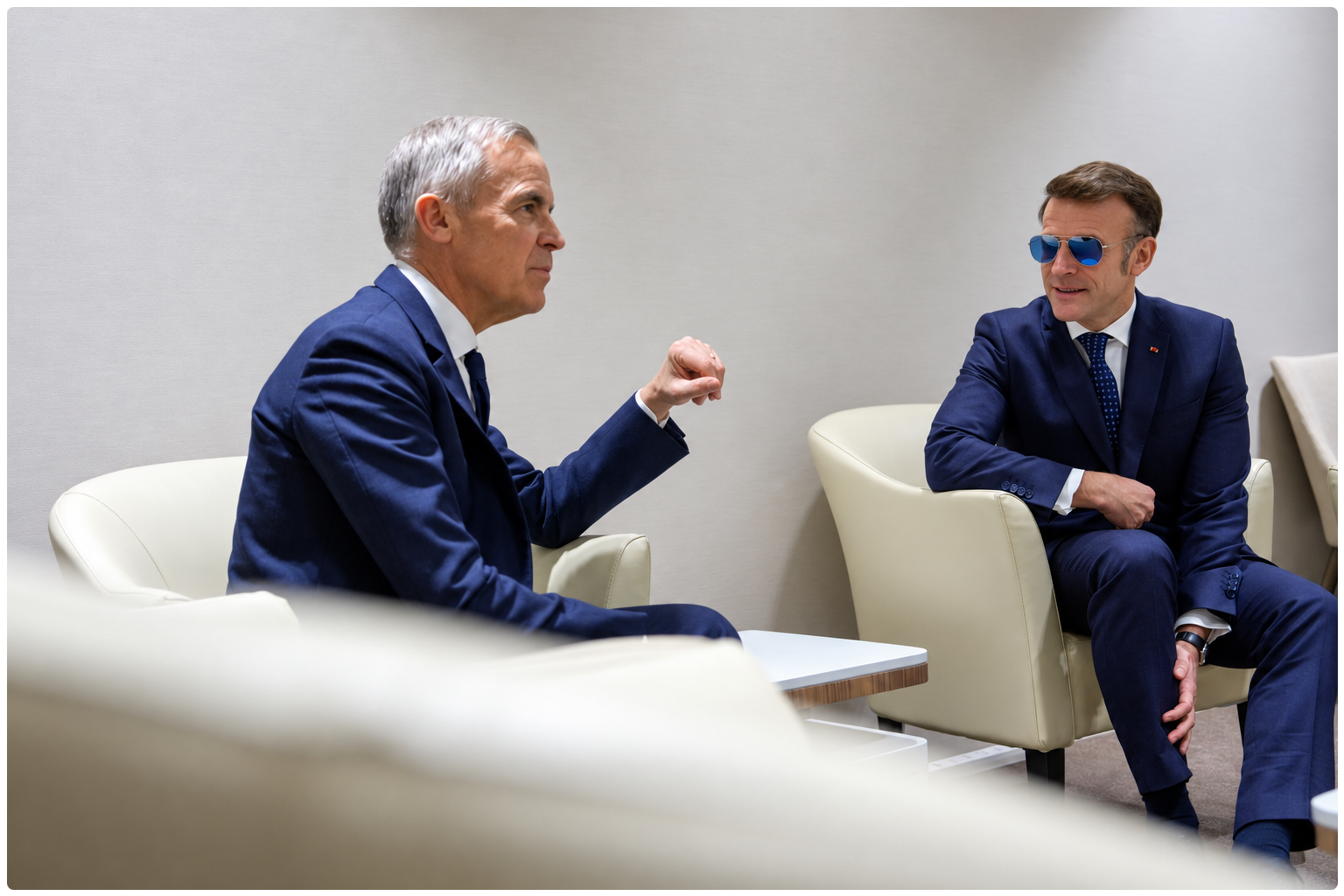 On France’s Tiny Atlantic Outpost, Macron and Carney Make a Bigger Point
