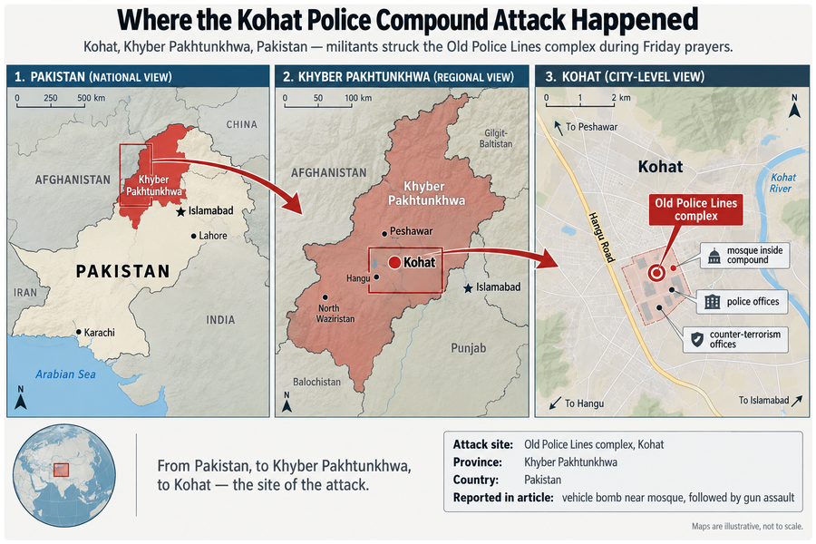 Deadly Car Bomb and Gun Attack Hits Police Complex in Northwest Pakistan