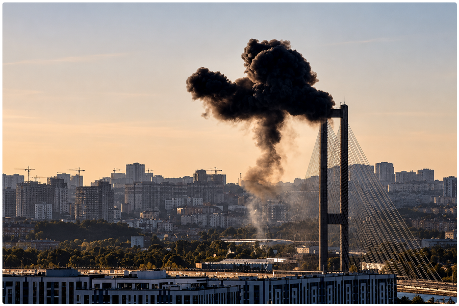 Russian Strikes Disrupt Three Critical Bridges in Kyiv