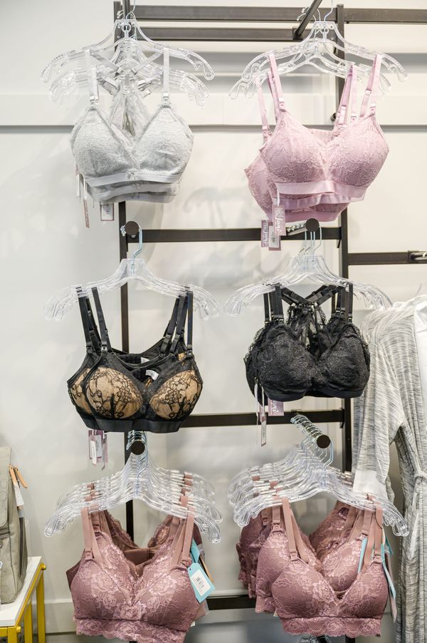 Nursing bras in various colors and styles