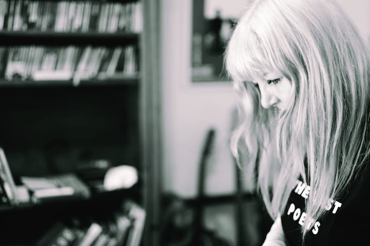 Black-and-white photo of Silvia Ryder of My Violence - Photo by Dylan Luster