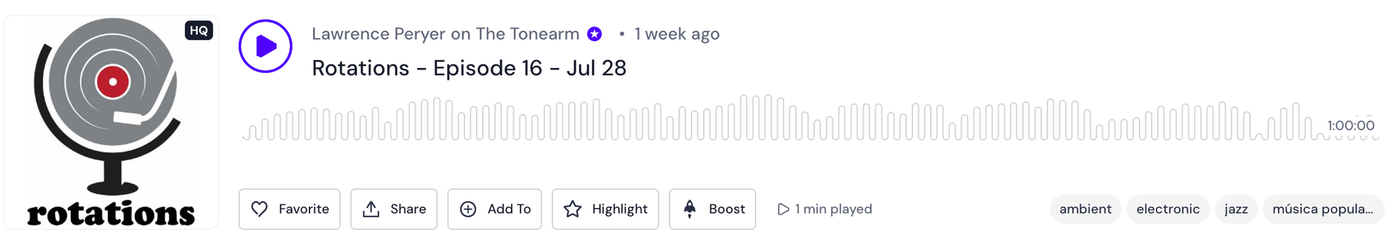 Audio player graphic linking to this week's Rotations episode on Mixcloud