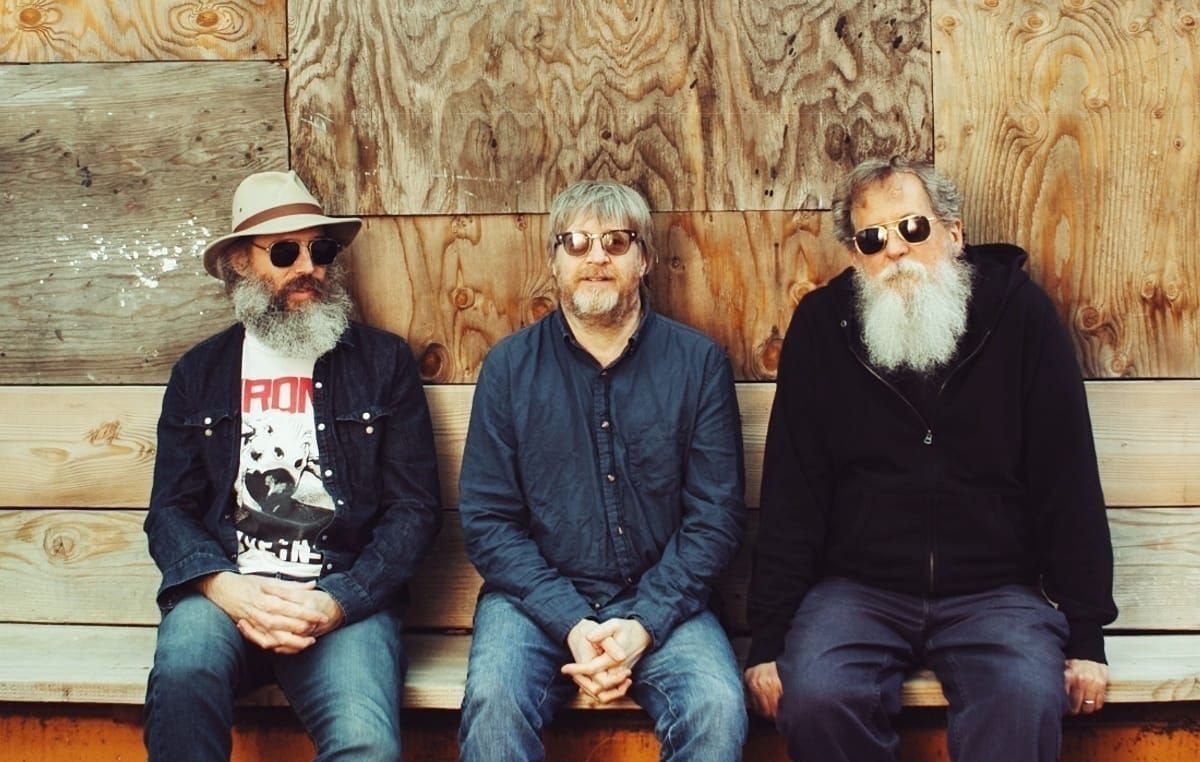 Ethan Miller, Steve Shelley, and Bill Orcutt caught sitting around. Photo by Rachel Lipsitz.