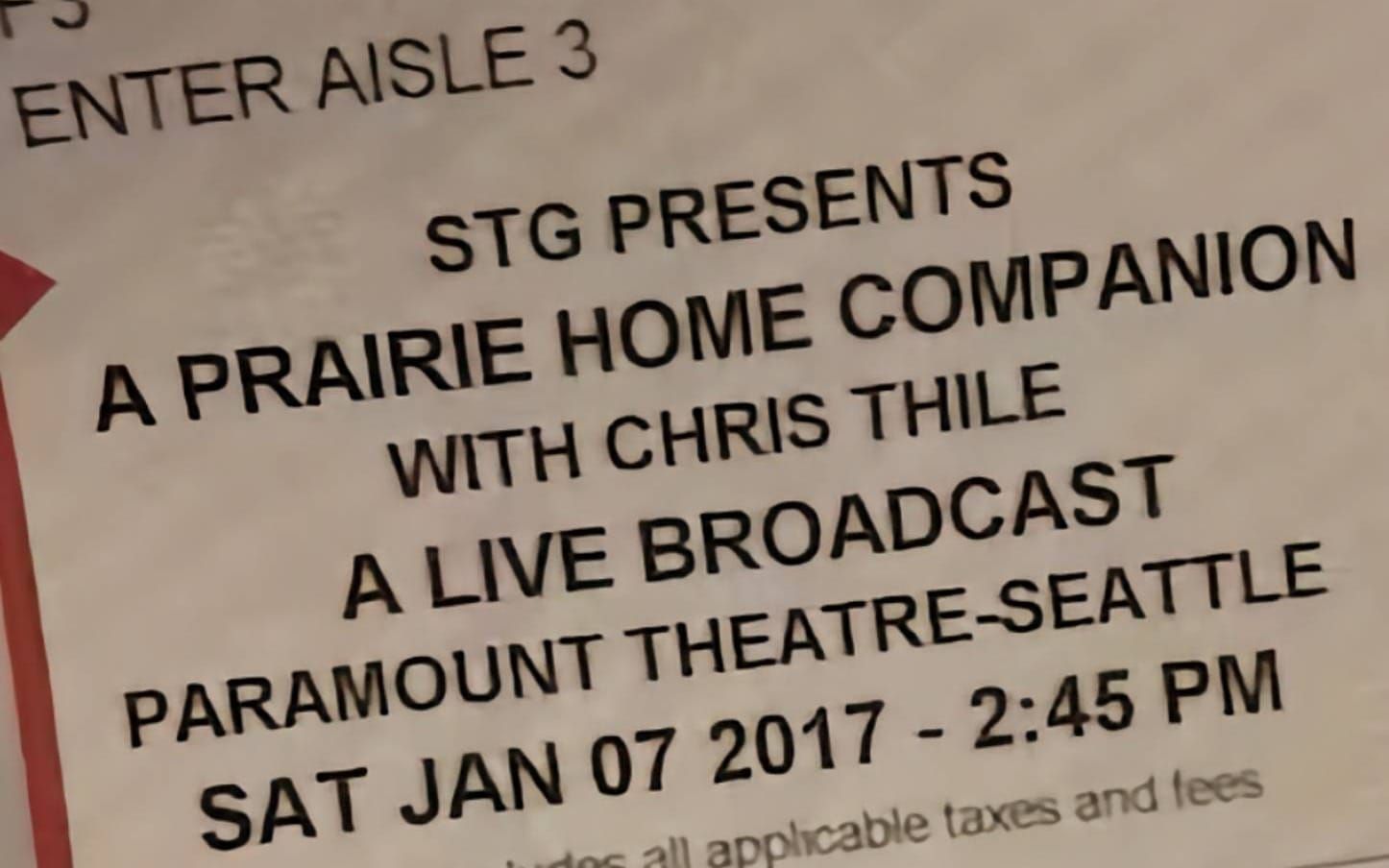 A Prairie Home Companion, Seattle, WA, January 7, 2017 feature image