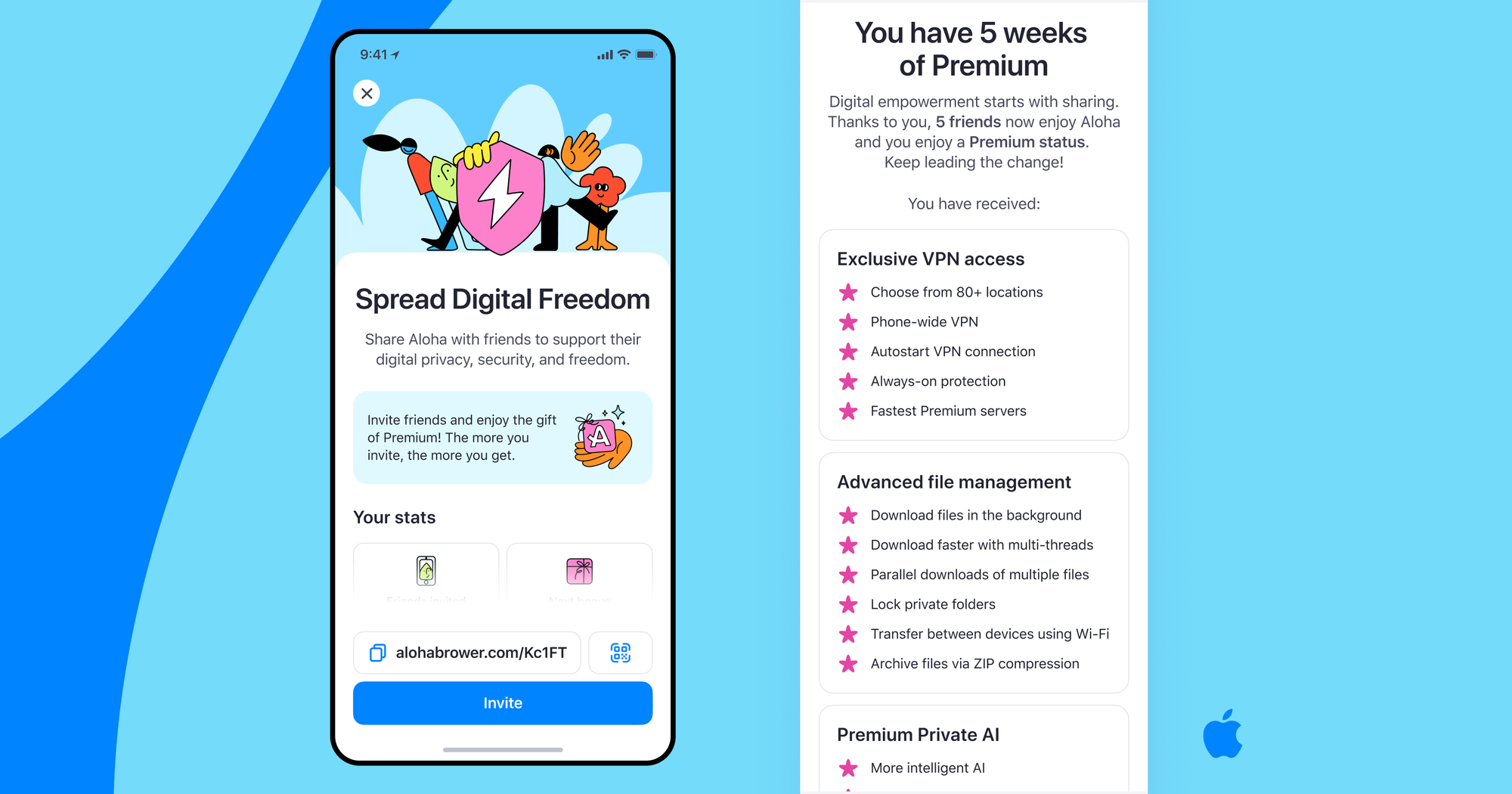 Get your status of participation in the updated referral program of Aloha Browser for iOS
